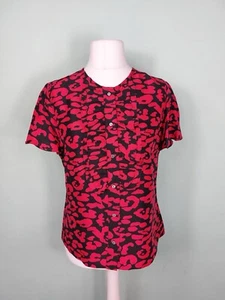 PAUL COSTELLOE Silk Shirt Top - Size UK 12 Leopard Print Red Black BNWT RRP £129 - Picture 1 of 11