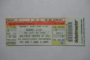 BARNEY LIVE! THE LET GO TOUR 4/7/2006 BOLETO COMPLETO WOLSTEIN CENTER CSU - Imagen 1 de 1