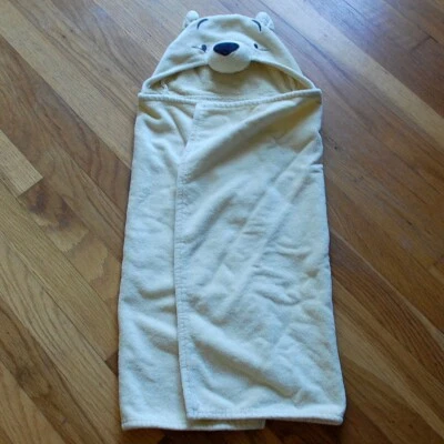 POTTERY BARN Kids Disneys Classic Pooh Bear Yellow Baby Hooded Towel Bath Wrap - Image 1 of 4