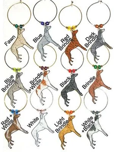 Set of 6 Greyhound or Whippet Wine Charms - Pick Your Colors - Unique! - Picture 1 of 3