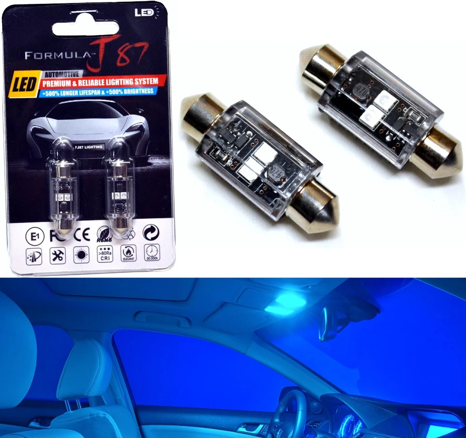 Luz LED Canbus Libre de Errores DE3425 5W Azul 10000K Dos Bombillas Puerta Paso Reemplazar OE Foto 1 de 4