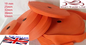 ORANGE 20 25 32 38 50mm POLYPROPYLENE WEBBING STRAPPING, BAGS, STRAPS, WEAVE - Picture 1 of 1