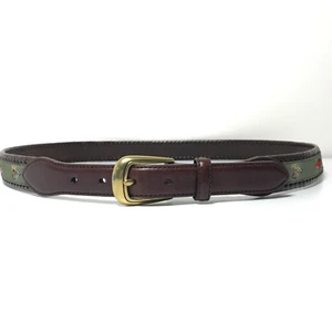 Brighton Belt Men's 42 Brown Green Leather Sharks Stingray Fish Casual Men - Picture 1 of 11