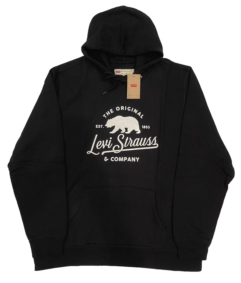 Levi's Men's Long Sleeve Fleece Logo Hoodie Pullover 2XL (XXL) Black