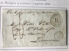 Prefilatelia - 1846 - Via di Mare Marsiglia per Livorno Paquebot Sigla 'B' - #56