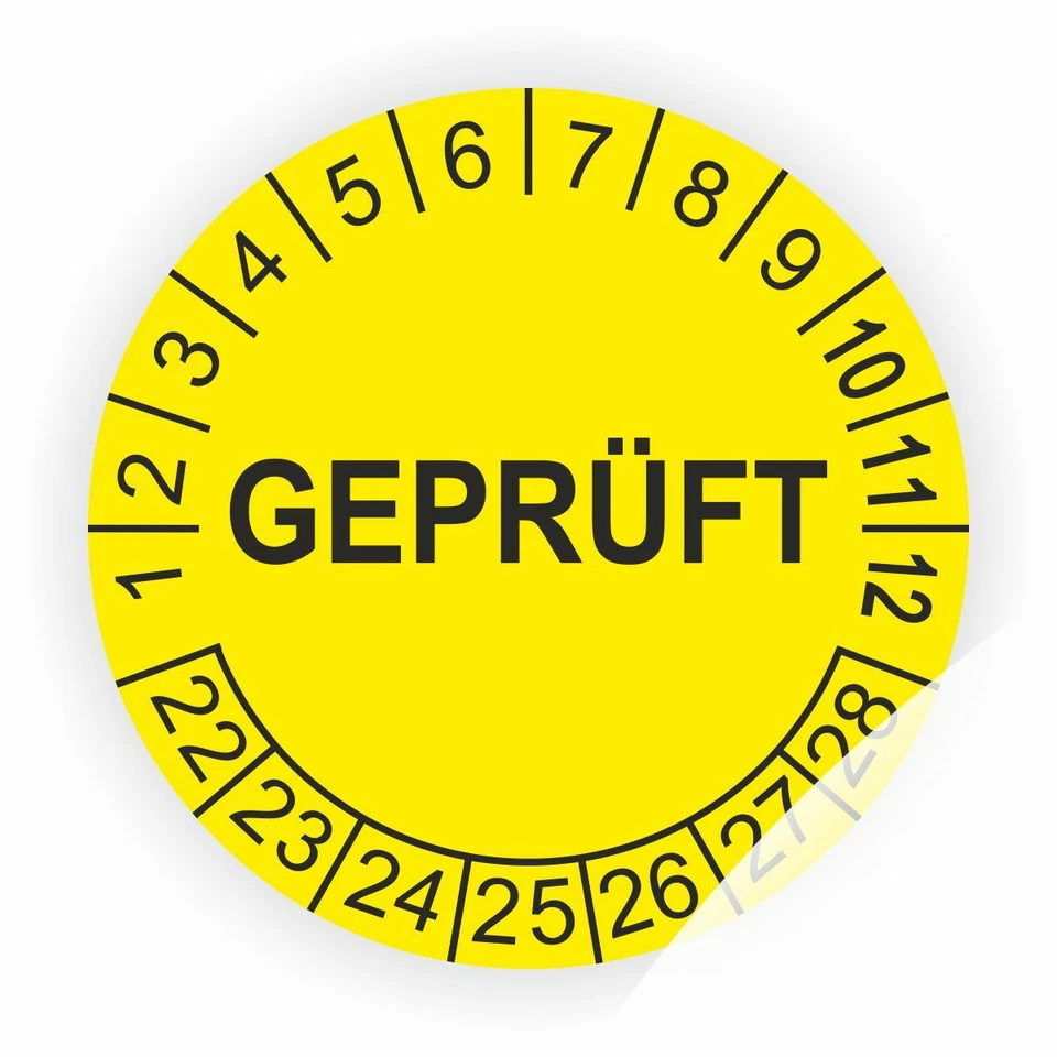 PRINTENGEL Prüfplaketten, Plaketten Geprüft UVV DGUV VDE D27 500 Stück Gelb Ø:20mm SP002