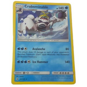 Pokemon Trading Card Crabominable Sun Moon 43 Water Ice Hammer Avalanche - Picture 1 of 24