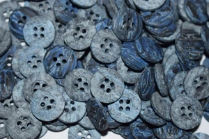 6 Stück ☆4 loch ☆ Knopf ☆ Blau  / Grau / Muster ☆ 15 mm ☆ - Bild 1 von 4