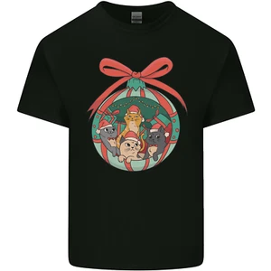 Funny Christmas Cats Bauble Kids T-Shirt Boys Girls - Picture 1 of 77