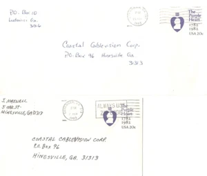 Lote de 5 sobres USPS en relieve años 80 cancelados - Imagen 1 de 3