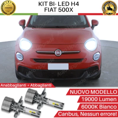 KIT LED H4 PER FIAT 500X RESTYLING 6000K BIANCO CANBUS 19000 LUMEN REALI BI-LED - Immagine 1 di 4