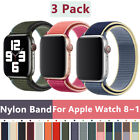3 PACK Apple Watch Nylon Loop Band Strap For Series 8 7 6 5 4 3 SE 38~49mm Sport