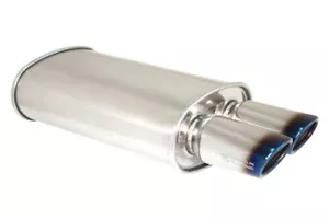 Megan Universal Muffler Quiet & Deep Tone O-VA Muffler Dual Oval Burnt Tips - Picture 1 of 2