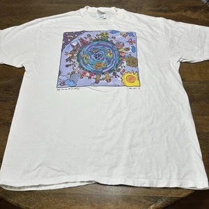 Vintage 90s Kiki Suarez “We Are All One Being” Women Art Earth T-Shirt XL - Picture 1 of 13