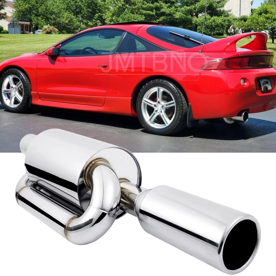 Silenciador de escape duplo loop 2,5" entrada 4,0" ponta polida para Mitsubishi Eclipse - Imagem 1 de 4