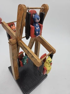 Vintage Handarbeit handbemalt Holz Volkskunst Katze Riesenrad Katzen skurril - Bild 1 von 13