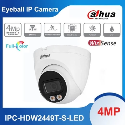 Dahua 4MP Full-color PoE WizSense IP Camera IPC-HDW2449T-S-LED Built-in Mic SMD+ - Image 1 of 4