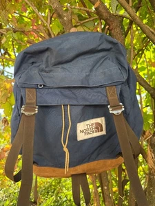 Vintage THE NORTH FACE BACKPACK Brown Label 70s LEATHER BOTTOM RuckSack Hiking - Picture 1 of 14