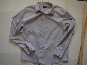 UNTUCKit Shirt Mens XL Gray Long Sleeve Button Down Dress Casual Red Oxford - Picture 1 of 5