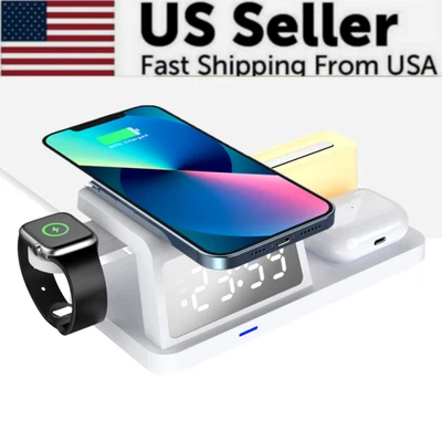 Base de estación de carga inalámbrica rápida 4 en 1 para Apple Watch iPhone 15 14 13 Pro Max Foto 1 de 4