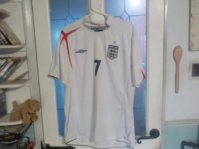 Maillot de foot Angleterre domicile, XL adulte, 2005-07, Beckham 7 - Photo 1/2