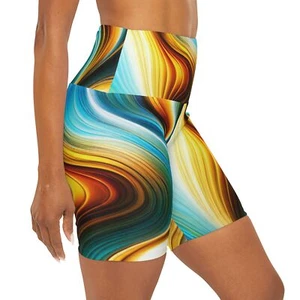 Colorful High Waisted Yoga Shorts (AOP) - Multicolor - Picture 1 of 55