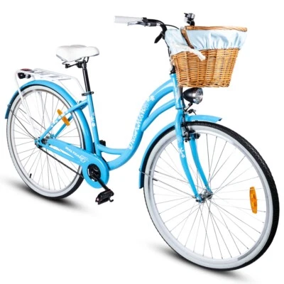 Maltrack Stadtfahrrad Dreamer mit Korb, 1-Gang, 28 Zoll, Citybike, Hellblau - Bild 1 von 4