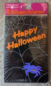 Vintage Happy Halloween Invitations Forget Me Not 8 Invitations - Picture 1 of 5