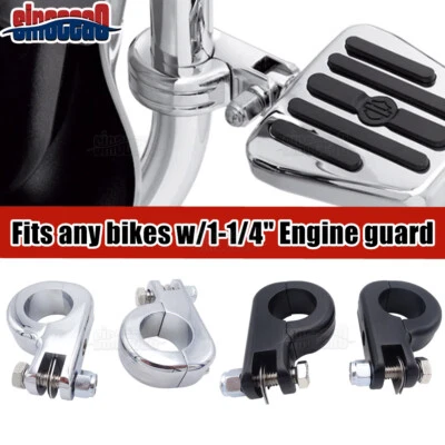 Хромированные черные зажимы кронштейнов для крепления ножной опоры двигателя 1-1/4 дюйма - Изображение 1 из 4