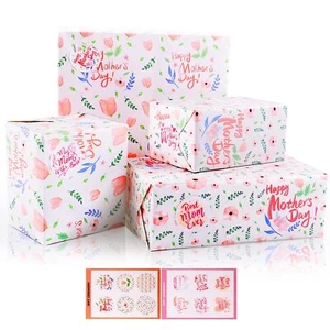 Mother's Day Wrapping Paper 6 Sheets Happy Mother's Day Pink Floral Wrapping ... - Picture 1 of 7