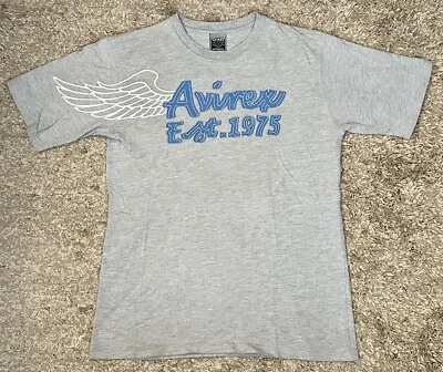 Camiseta Avirex Auténtica Juvenil 14/16 Gris Cuello Redondo Bordado Logo Manga Corta Foto 1 de 4