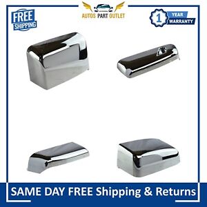 New Lower Chrome Tow Mirror Cap Set of 4 For 2014-2018 Chevy GMC