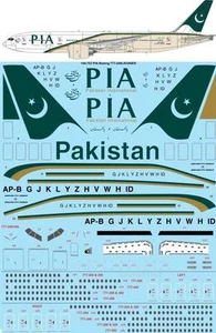 26 calcomanías 1/144 Boeing serie 777 - Pakistan International Airlines - calcomanía láser - Imagen 1 de 3