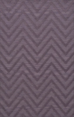 Purple Transitional Hand Hooked Stripes Chevrons Zig Zags Area Rug Striped DV4 - Image 1 of 2