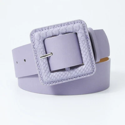 Mujeres Damas Cinturón Ancho de Moda Cuero con Hebilla Cuadrada Ajustable Cinturones de Cintura Foto 1 de 4