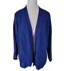 Talbots Size XL Open Front Cardigan Blue Mixed Knit Detail Office Layer