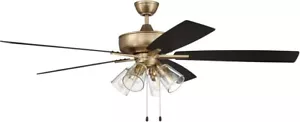 Craftmade 52" Pro Plus 104 Satin Brass Indoor Fan, P104SB5-52BWNFB - Picture 1 of 2