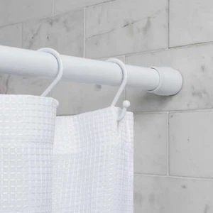 Easy Hang 50" to 86" Rustproof Aluminum Shower Curtain Tension Rod, White - Picture 1 of 10