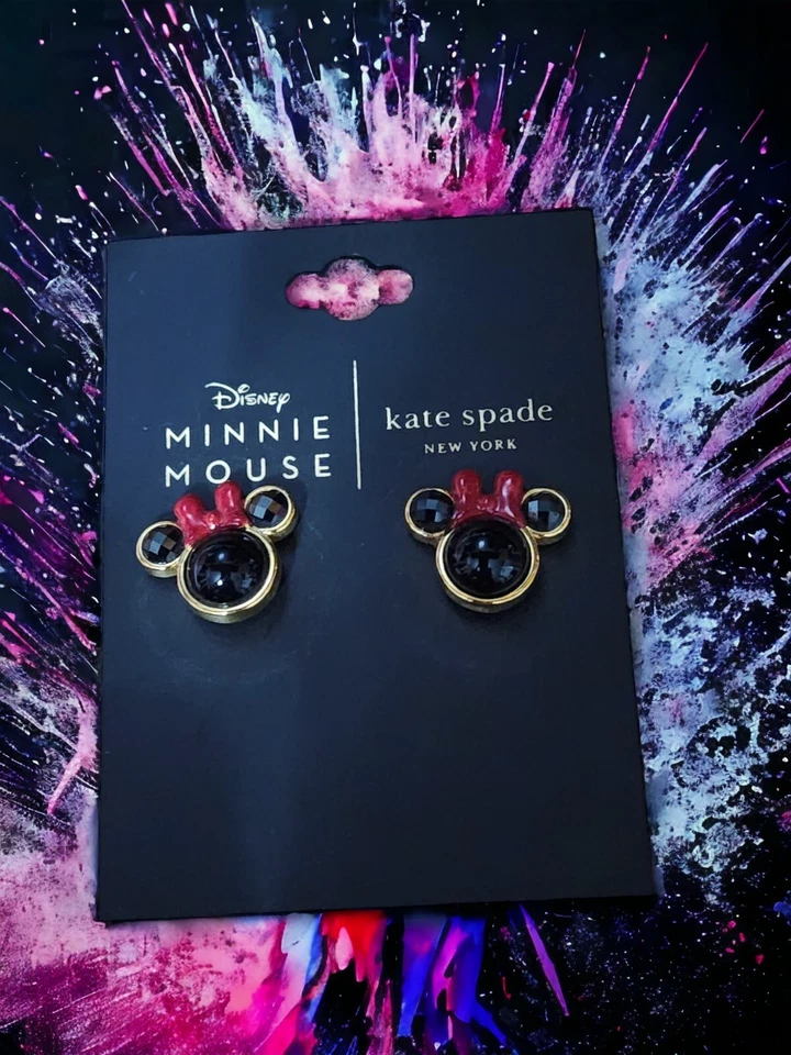 Kate Spade New York Disney X Minnie Mouse Stud Earrings Red Black New - Image 1 of 1