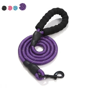 Nylon dog Lead, Padded Handle, Reflective, Tough Rope Leash, S & M/L 5ft Leads - Picture 1 of 15