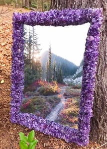 Amethyst Crystal Mirror , Purple Crystal Glass , Housewarming Gift Cheval Mirror - Picture 1 of 6