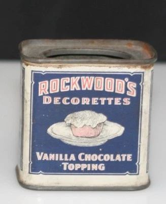 Vintage Rockwood's Chocolate Trial Size Miniature Vanilla Decorettes Topping Tin - Image 1 of 4