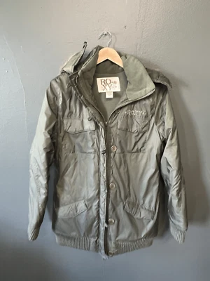 Chaqueta de lluvia Roxy verde con cremallera completa para mujer talla grande de nailon con capucha Foto 1 de 3