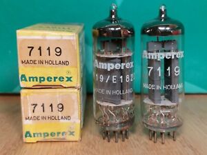 Closely Matched Pair of Amperex PQ 7119 E182CC NOS NIB 1966 Holland Vacuum Tubes