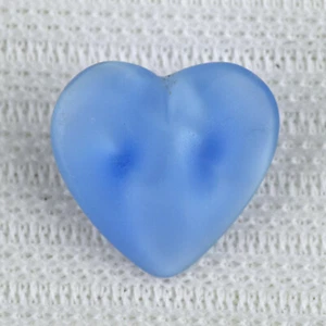 Vintage Blue Moonglow Glass Realistic Goofie Sewing Button Heart 1/2" - Picture 1 of 5