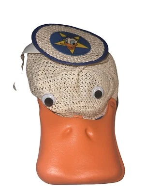 Sombrero de malla chirrido recuerdo Walt Disney World niño pato Donald vintage años 70 LEER Foto 1 de 4