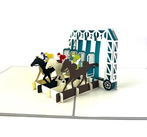 Tarjeta emergente 3D hecha a mano BC Worldwide Ltd carreras de caballos cumpleaños padre San Valentín - Imagen 1 de 16