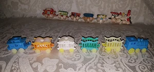 2 Vntg 6pc 1950s Ceramic Train Sets Birthday Candle Holder Cake Toppers M&G Inc  - Picture 1 of 12