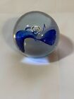Round Blue and clear flower look Paperweight (A)