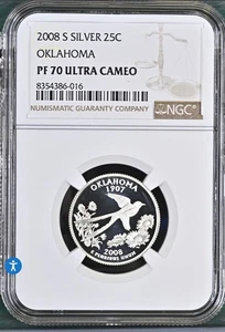 2008-S Oklahoma Silver Quarter NGC PF 70 Ultra Cameo FRESHLY GRADED - Picture 1 of 2